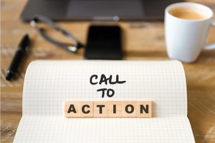 Block med texten "call to action"