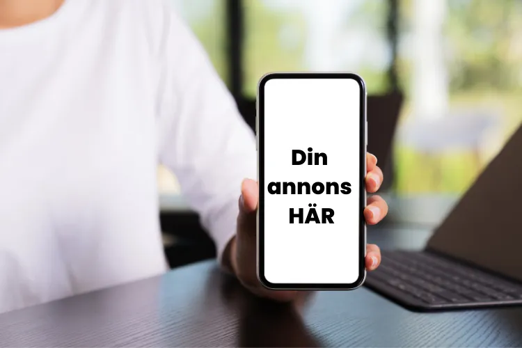 mobilskärm med text "din annons här"