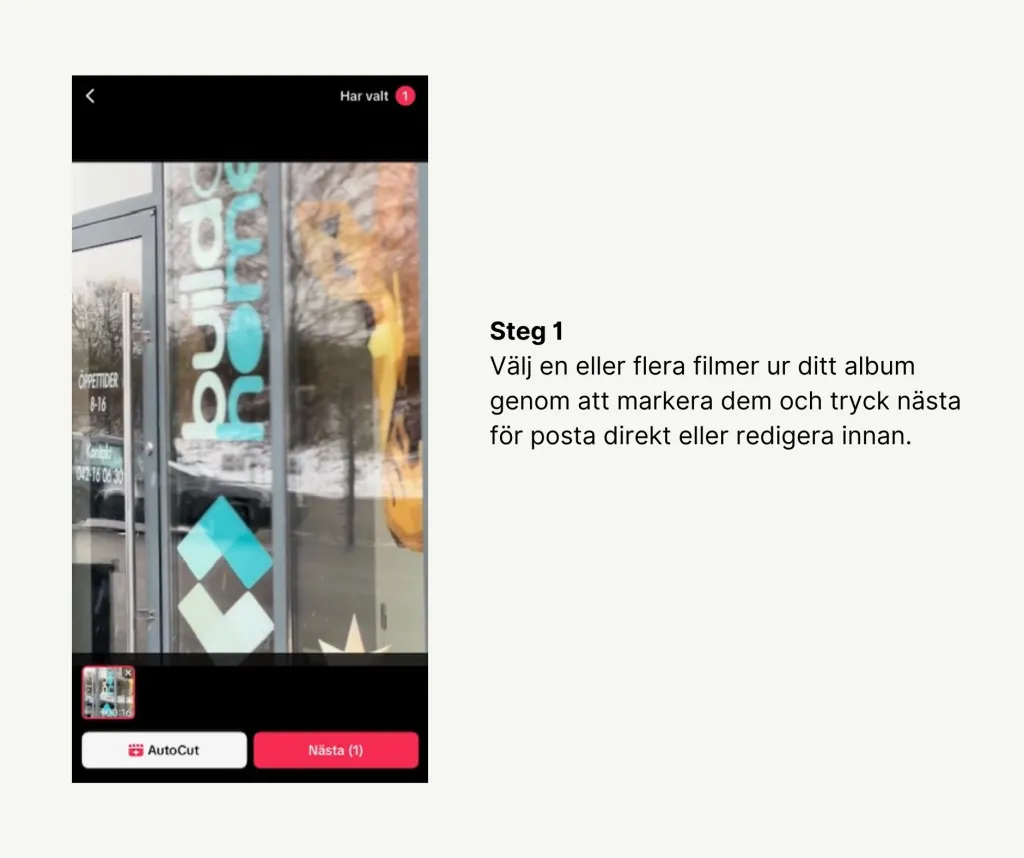 Skapa tiktok film - Steg 1