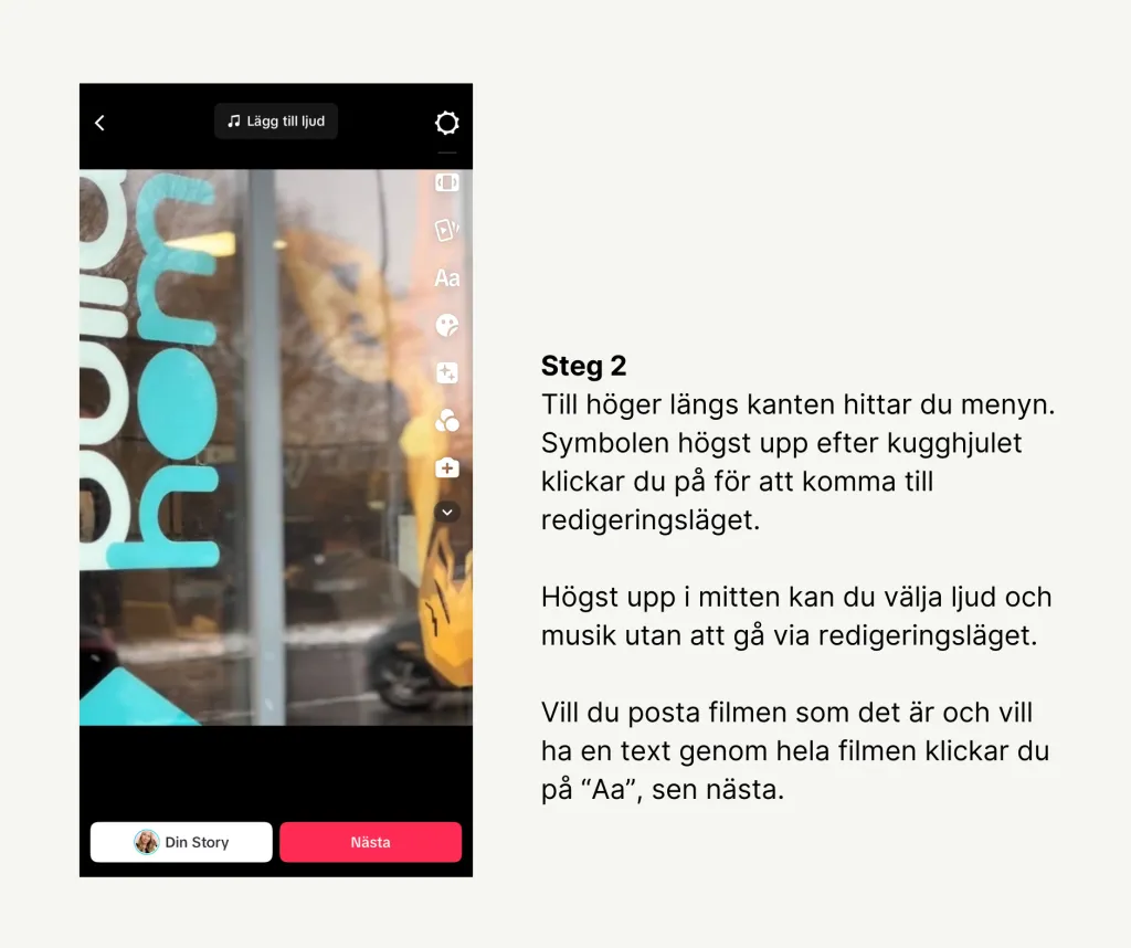 Skapa tiktok film - Steg 2