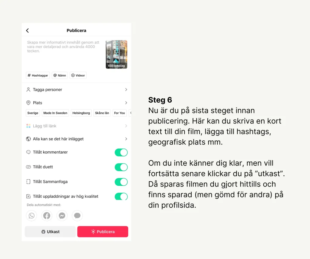 Skapa tiktok film - Steg 6
